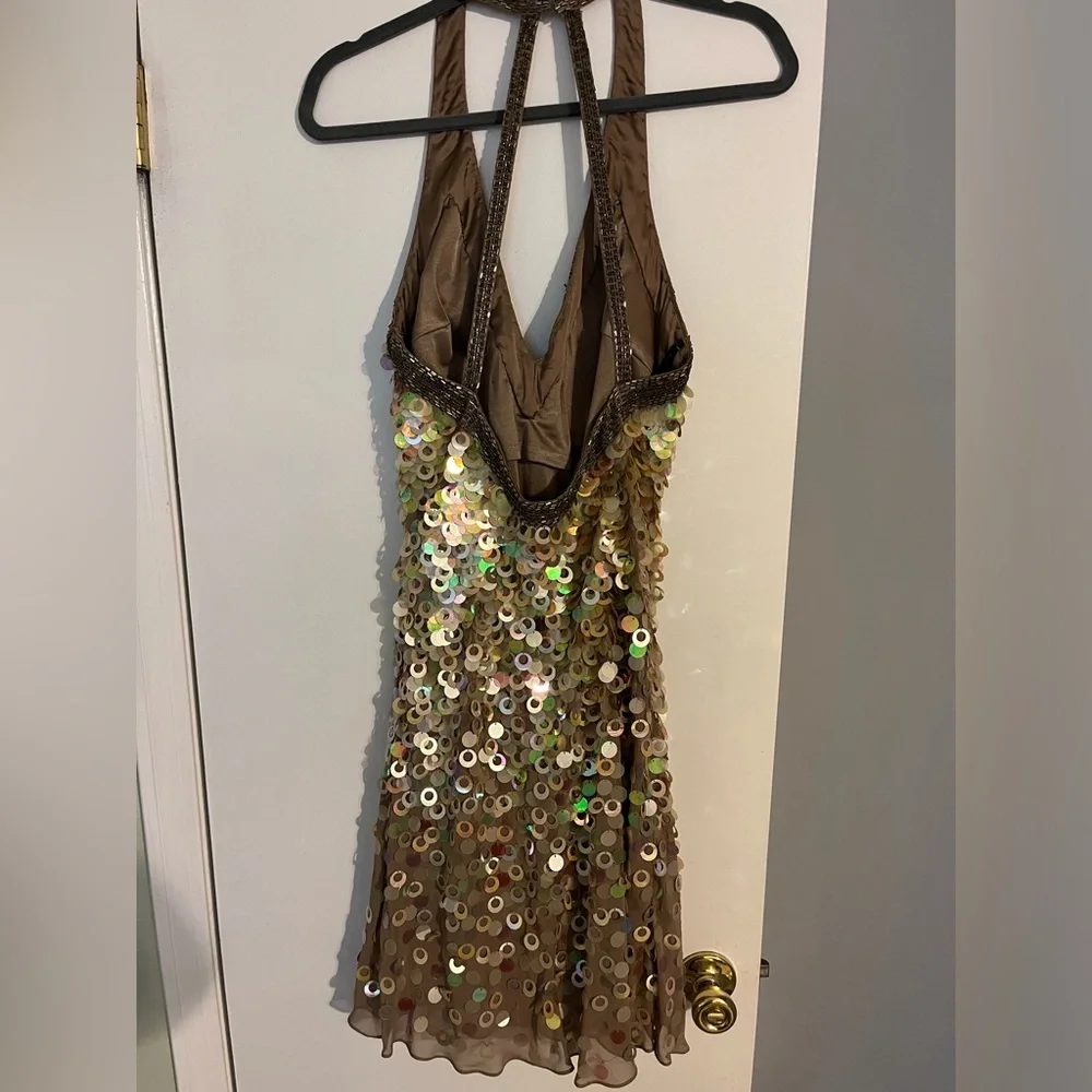 Sue Wong Gold Sequence Cocktail Dress - Picture 5 of 8